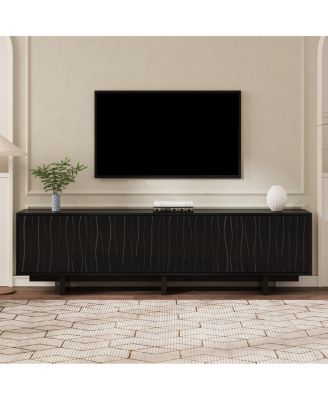 Retro Wood Grain TV Stand for TVs up to 75", Rustic Media Console with Storage