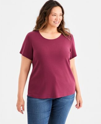 Women's Plus Size Short-Sleeve Scoop-Neck Top