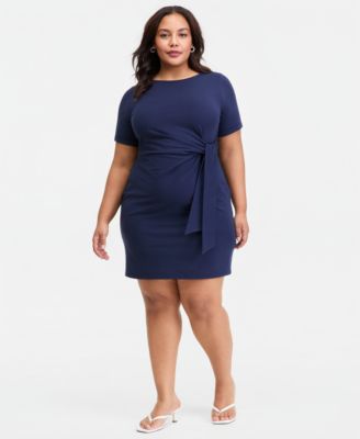 Trendy Plus Size Tie-Side Mini Dress