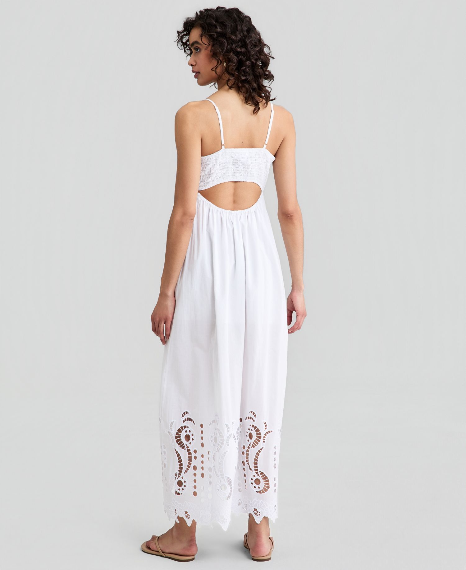 Women's Cotton Cutout Embroidered Maxi Dress