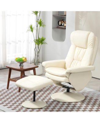 Swivel PU Leather Recliner and Ottoman with Adjustable Backrest