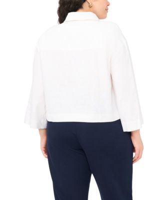 Plus Size Collar Button-Down Jacket