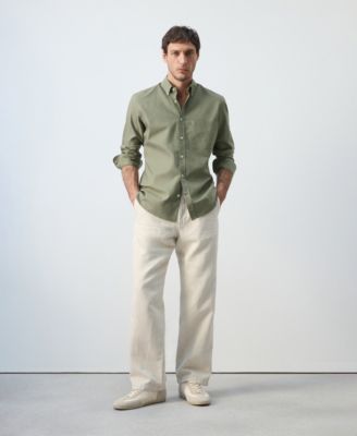 Men's Cotton Striped Regular-Fit Oxford Shirt