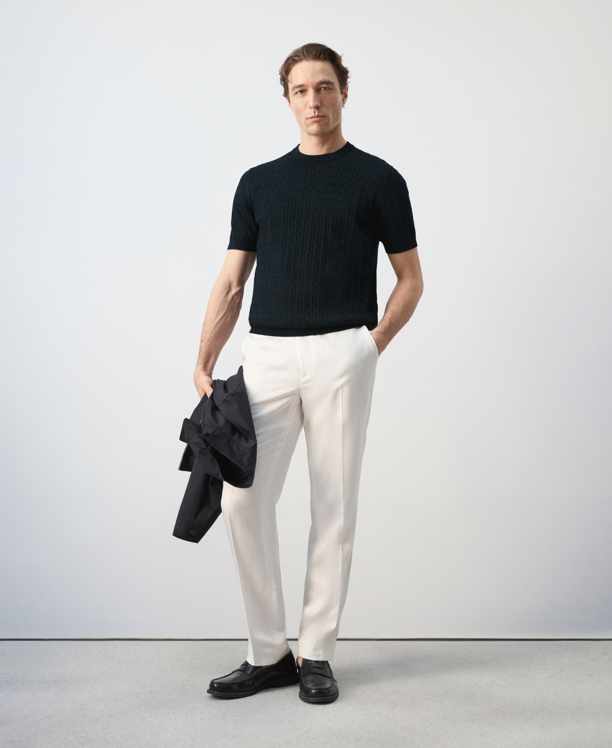 Mango Men's Cotton Cable-Knit T-Shirt