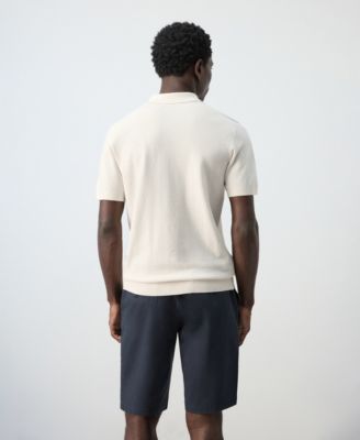 Men's Microstructure Fine-Knit Polo Shirt