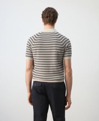 Men's Cotton Striped Knit Polo Shirt