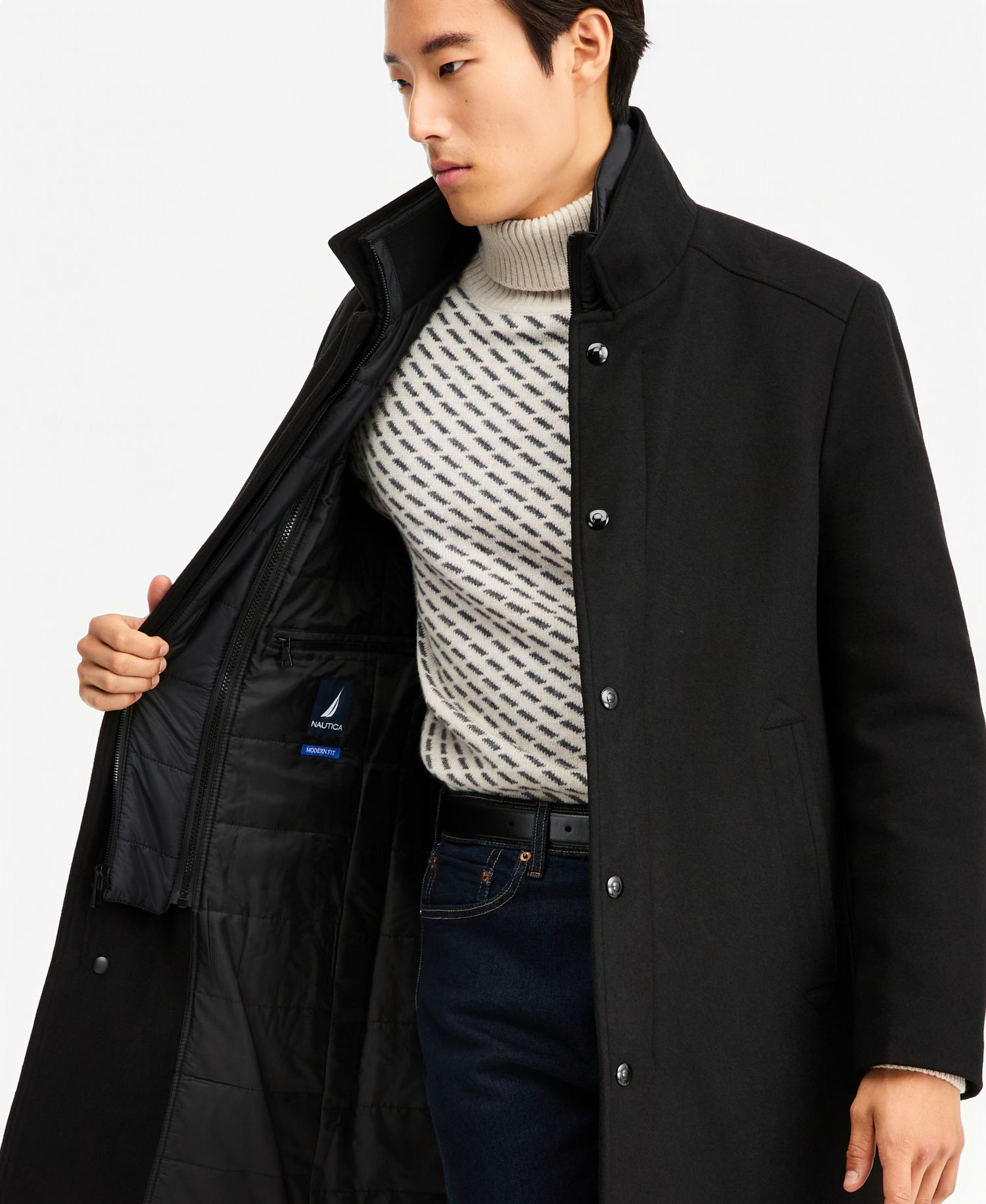 Men's Classic-Fit Bib Wool Blend Overcoat