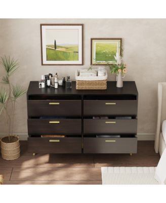 6-Drawers Solid Wood Chest of Drawer Accent Storage Cabinet, Bedroom Dresser