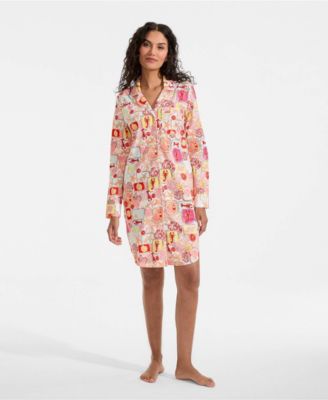 Women's Cotton Poplin Long Sleeve Sleepshirt Nightgown