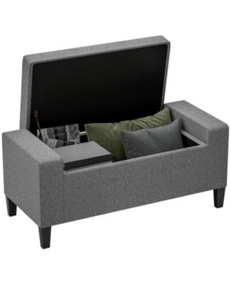 Tufted Linen Ottoman Bench with Lift Top 36.25" x 15.75" x 15.75"
