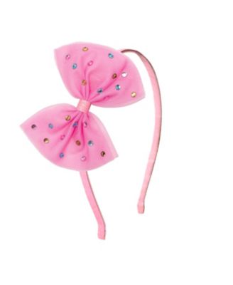 Little and Big Girls Raspberry Rhinestone Bow Headband