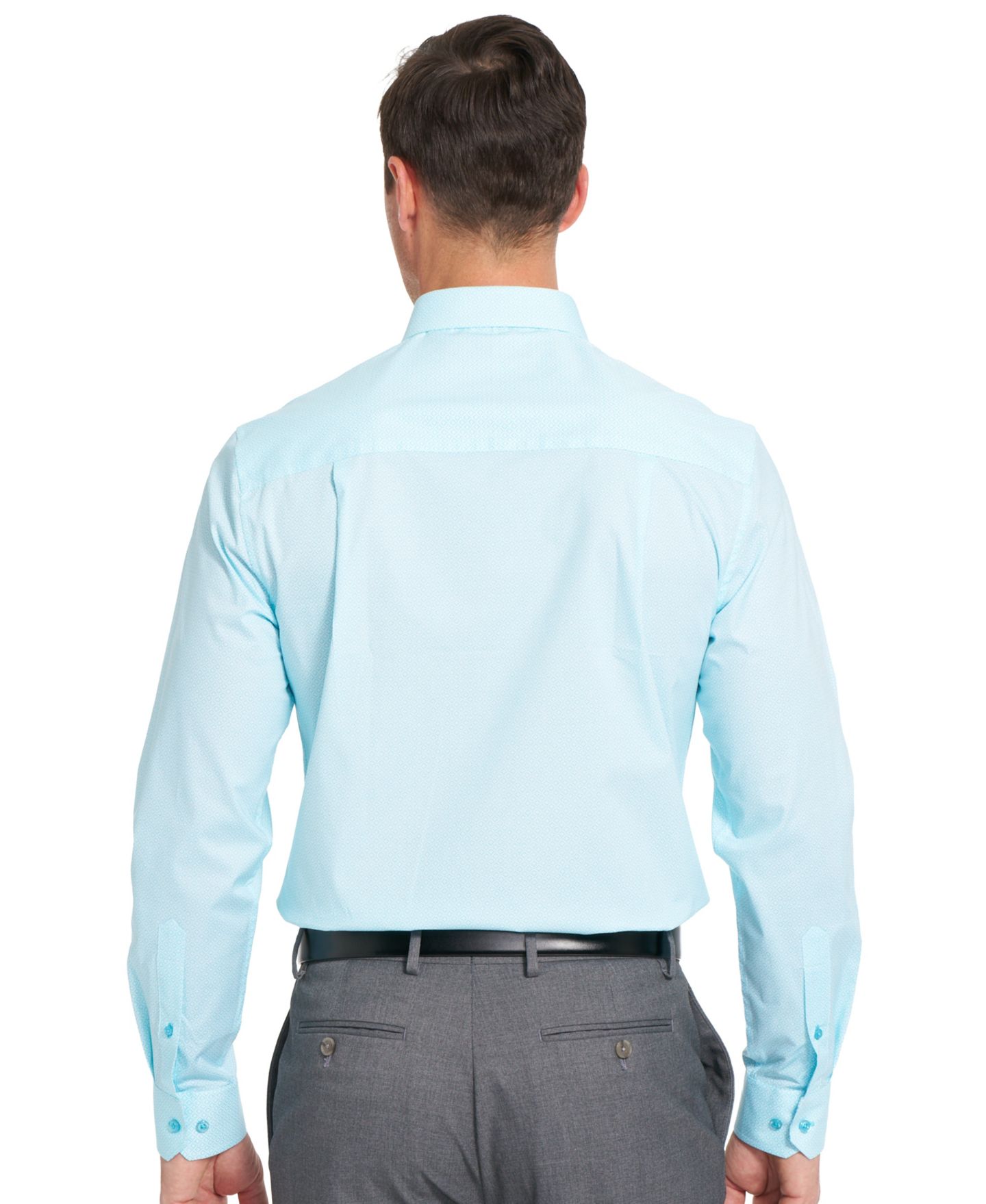 Мужская рубашка Nick Graham Woven Tonal Dot Button-Front Dress Shirt, цвет: Аквамариновый — фото 5