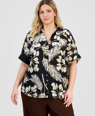 Plus Size Half-Sleeve Blouse