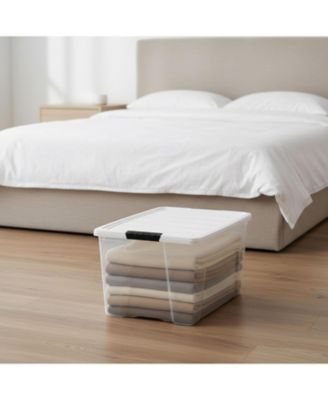 USA 72 Qt Stackable Plastic Storage Bins with Lids, Clear, 4Pk