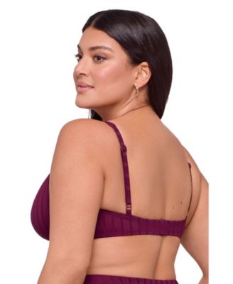 Women's Supportive Wide Ribbed Tall Underwire Bikini Swimsuit Top