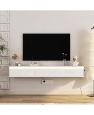 Floating TV Stand w/ LED & Power Outlet