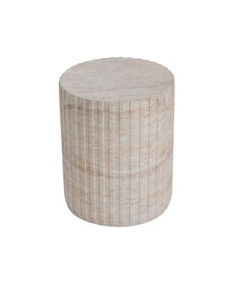 Outdoor/Indoor Lightweight Concrete Side Table,Travertine Finish