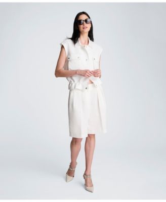  Women's High Rise Pleated Linen Blend Shorts