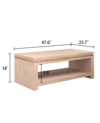 Modern Wood Coffee Table - 47" Rectangular, Open Shelf