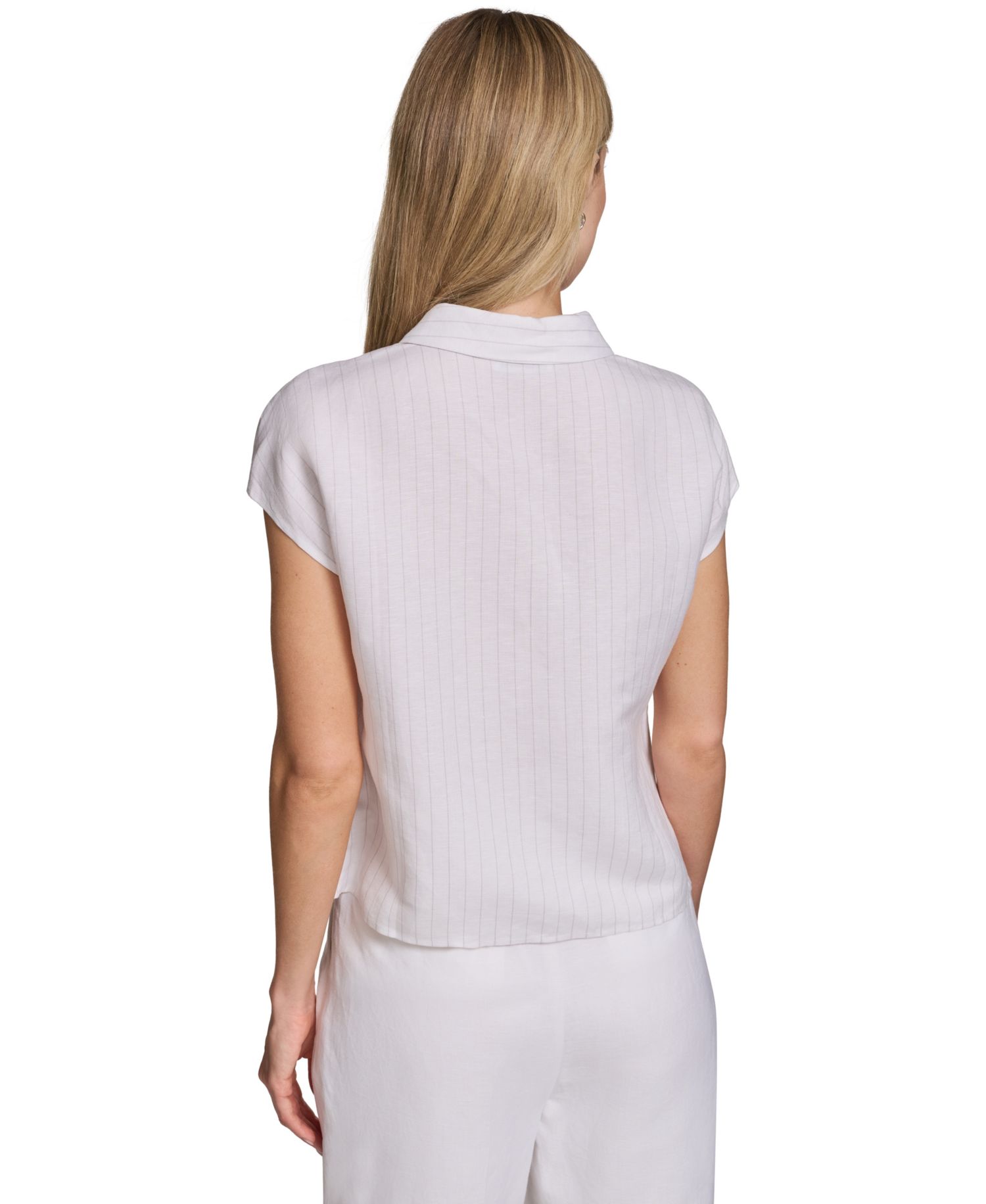 Petite Short-Sleeve Collared Top