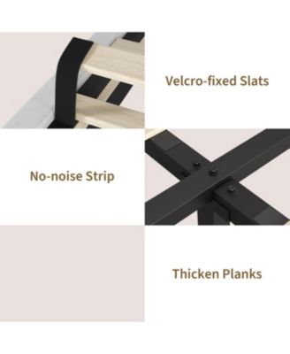 Full Upholstered Platform Bed Frame with Vertical Channel Tufted Headboard, Adjustable Height, Wooden Slats, Noise Free