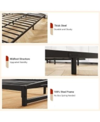 10in Metal Platform Bed Frame Steel Slats No Box Spring