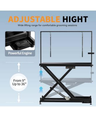  50" Black Professional Electric Dog Grooming Table Height Adjustable with Arm and Tool Organizer