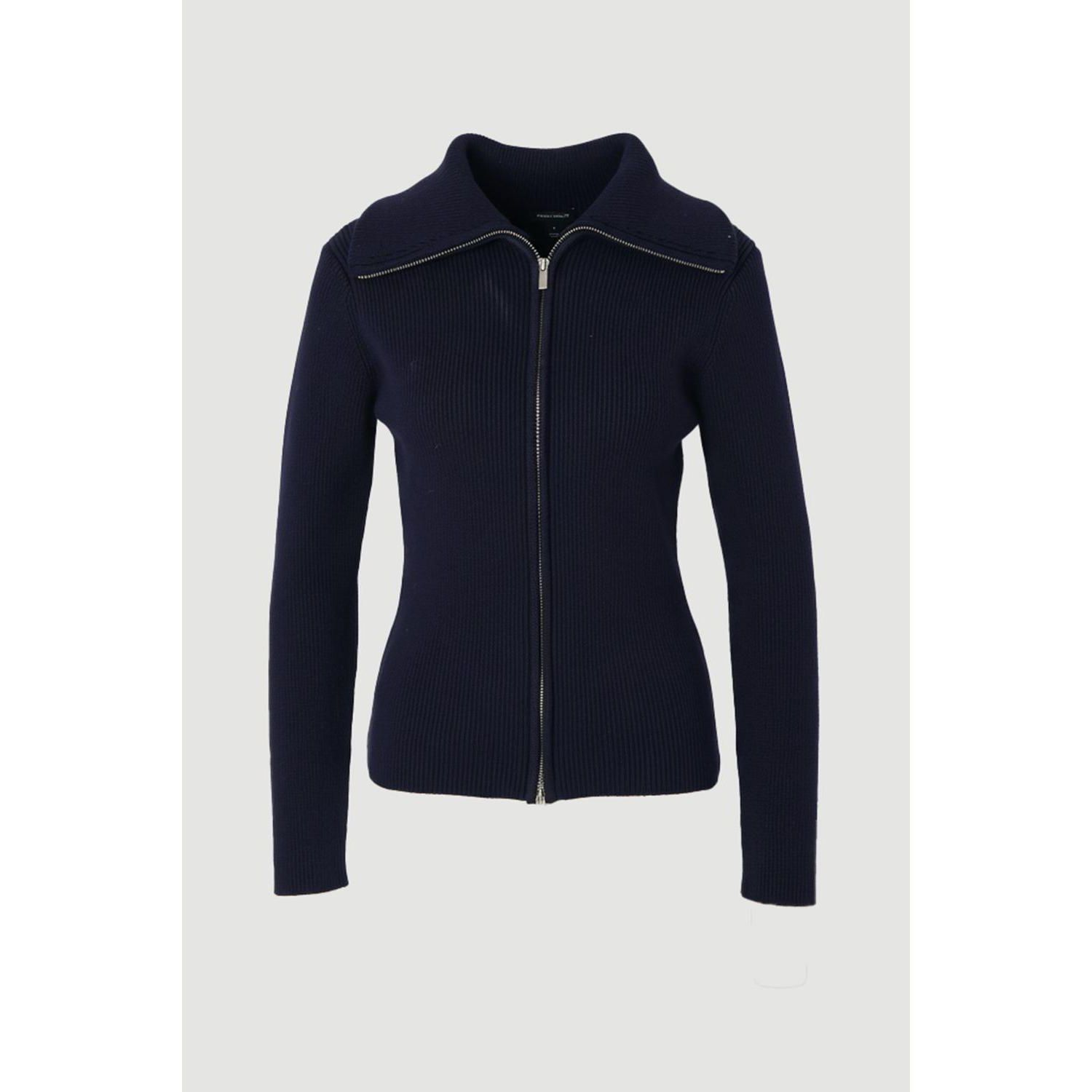 Women's Cotton Zip Through Collar Knit Cardigan