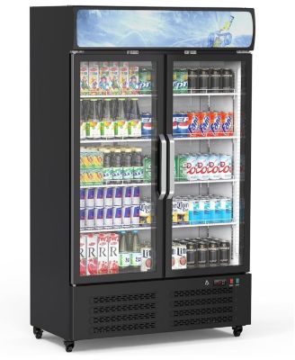 Commercial Refrigerators, 25.3 Cu.Ft. Upright Display Fridge, Beverage Cooler with LED Light, Adjustable Shelves