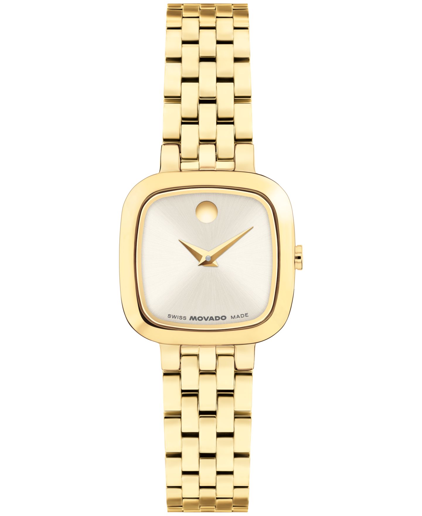 Женские часы Movado Museum Classic Cushion Swiss Quartz Light Yellow PVD Steel Watch, 22mm — фото 1