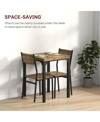 Industrial Contemporary Compact Breakfast Nook 3pc Table and Chairs Set