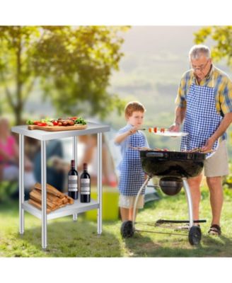 Stainless Steel Work Table 18x24x35 Inches with Adjustable Leveling Feet, Commercial Heavy Duty Kitchen Prep Table