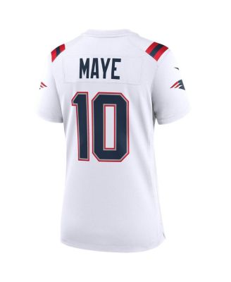 Women's Drake Maye White New England Patriots Super Bowl LX Patch Game Jersey