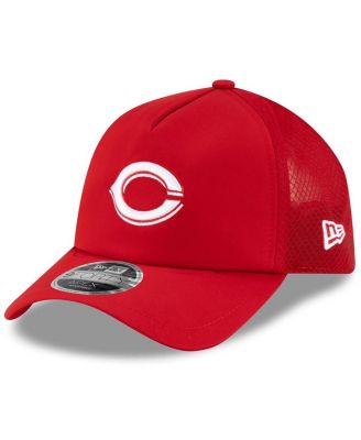Men's Red Cincinnati Reds 2026 Batting Practice Apex 9FORTY Adjustable Trucker Hat