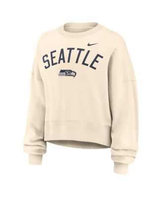 Women's Natural Seattle Seahawks Oversized High Hip Legacy Arch Phoenix Fleece Sweatshirt