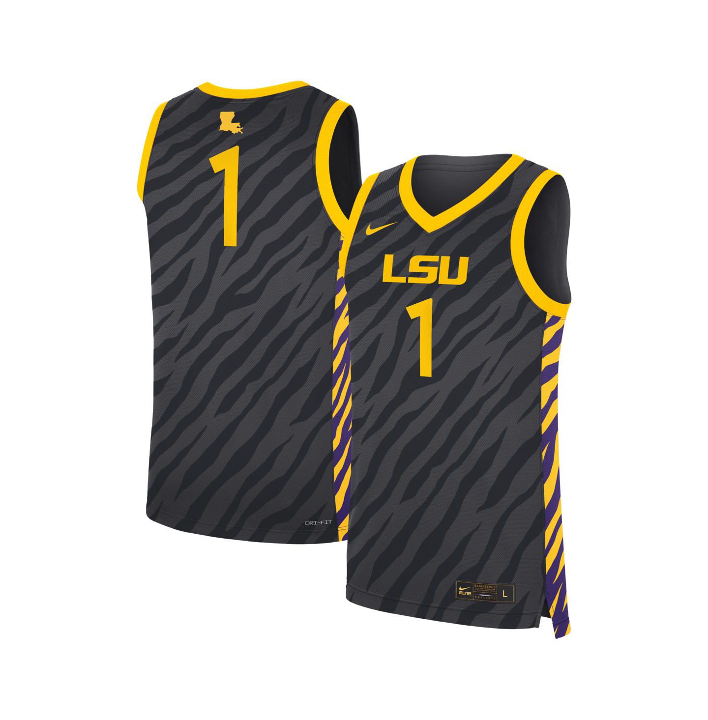 Топ Nike 1 Anthracite LSU Tigers Replica Basketball Jersey — фото 1