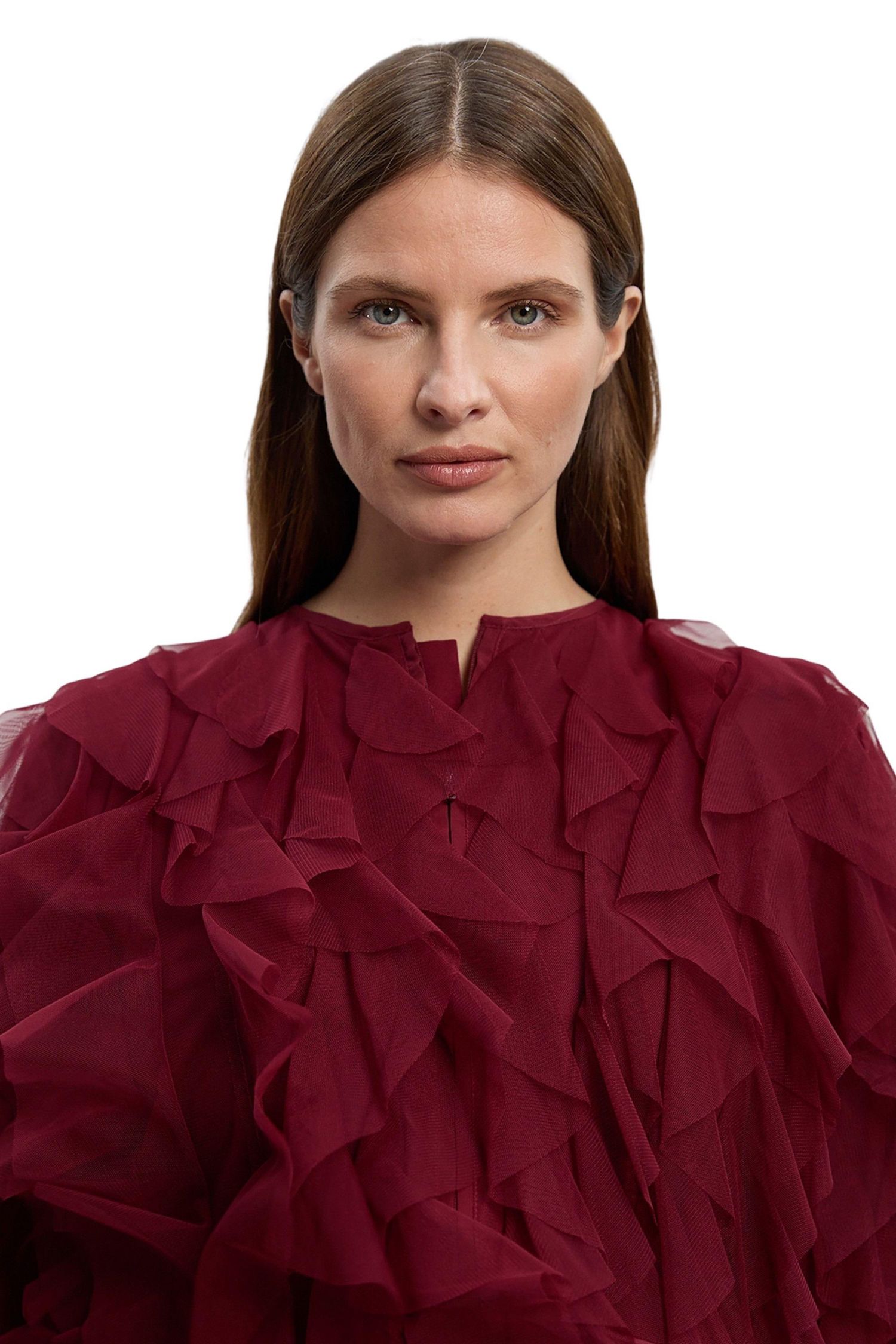 Women's Tulle Ruffle Detail Woven Jacket