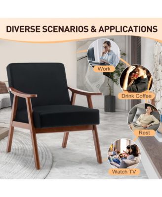 Modern Accent Chair, Living Room Chair with Solid Wood Frame, Lounge Wingback Chair