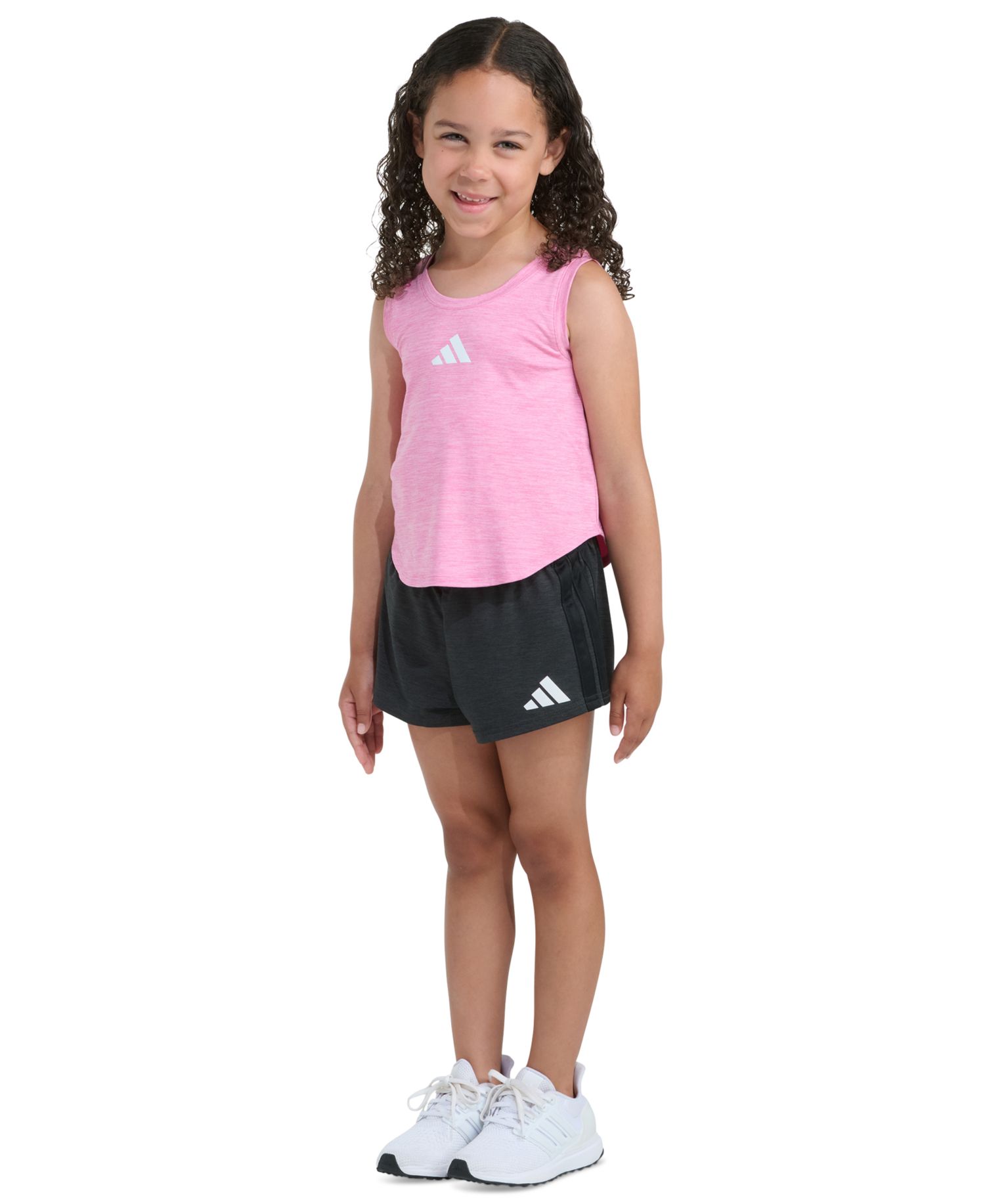 Girls' 2T-6X Sleeveless M&eacute;lange Flounce Tank Top and Shorts, 2-Piece Set