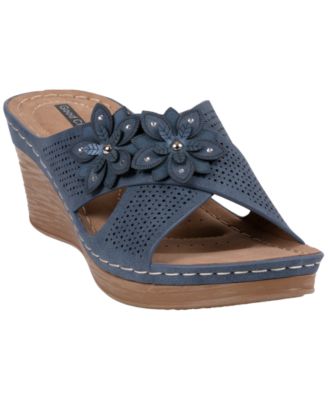 Women's Nylie Floral Slip On Wedge Sandals