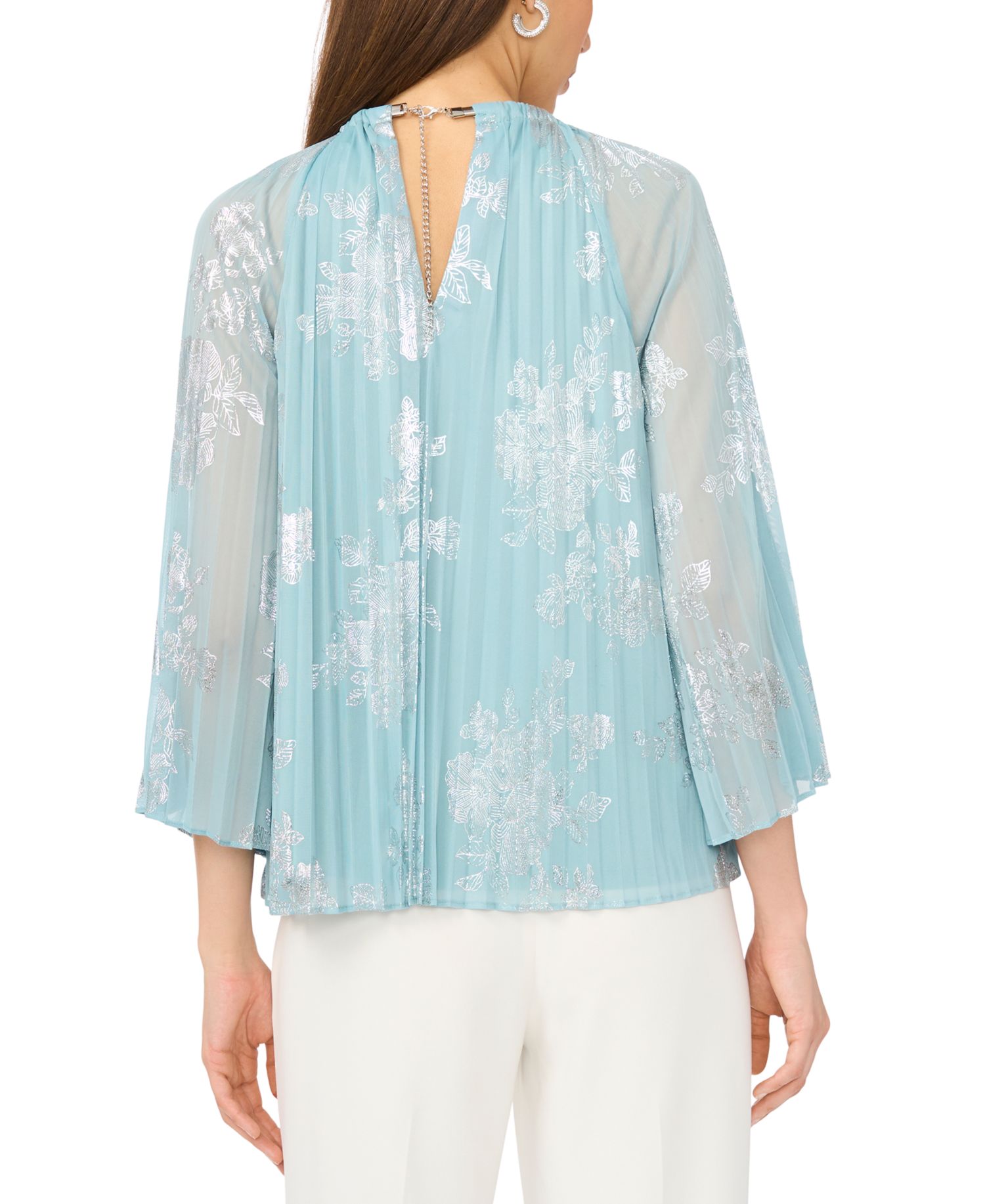 Women's 3/4-Length-Sleeve Keyhole Neck Top