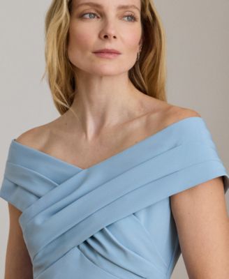 Crepe Off-the-Shoulder Gown