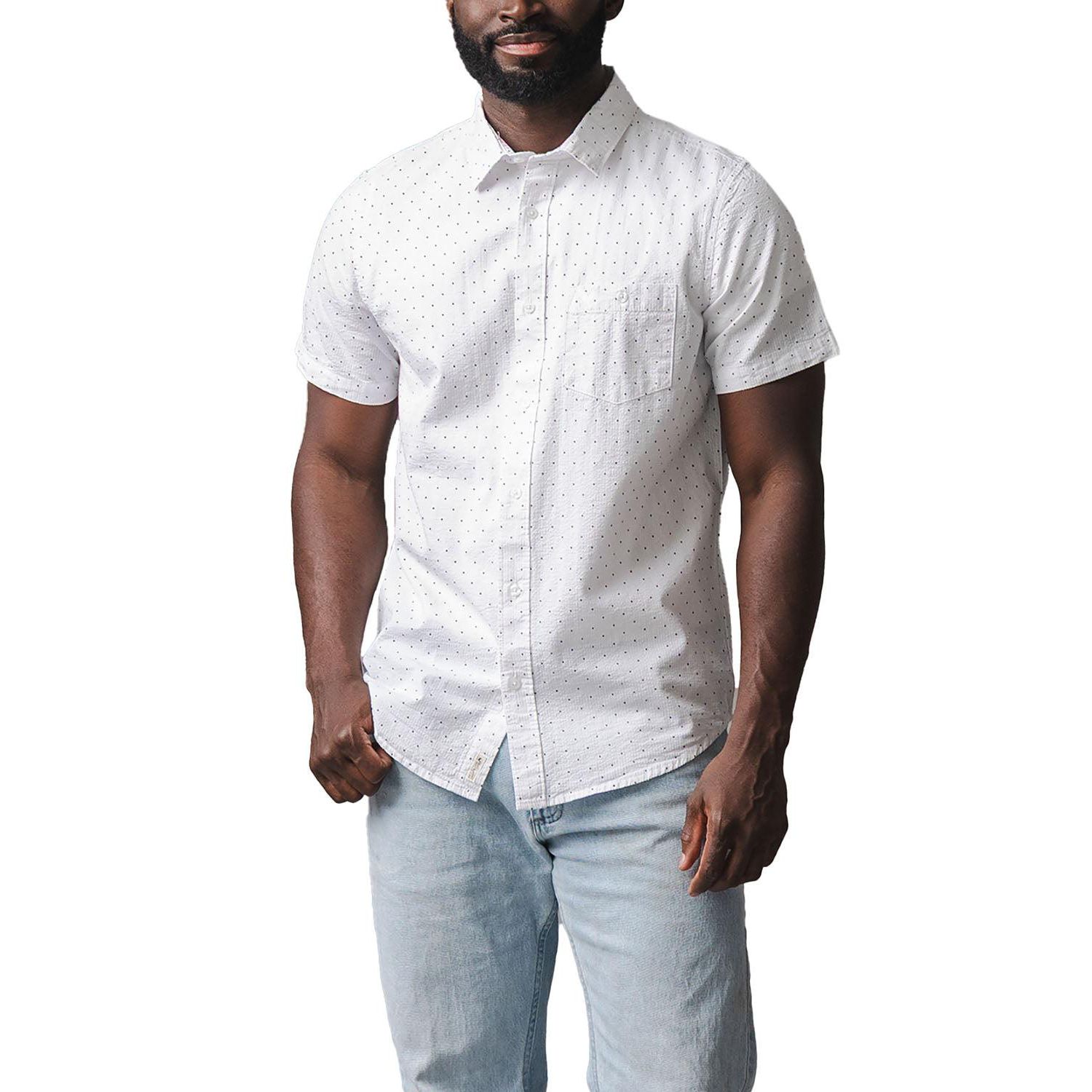 Hope and Henry Men's Organic Short Sleeve Seersucker Shirt