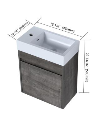 18" Wall Mounted Bathroom Vanity with Resin Sink, Soft Close Door & Ample Storage for Small Spaces