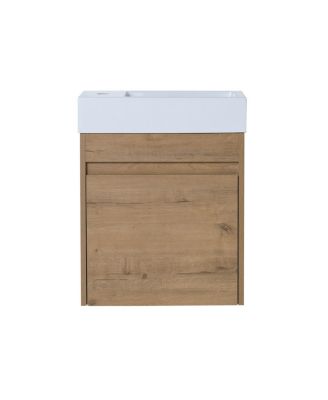18" Wall Mounted Bathroom Vanity with Resin Sink, Soft Close Door & Ample Storage for Small Spaces