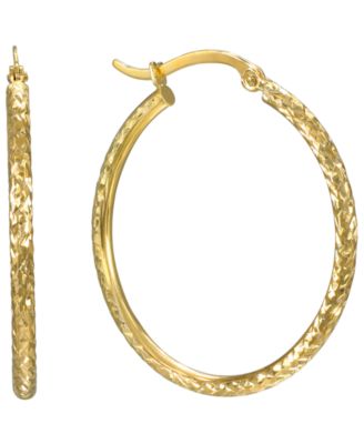 Macy's Diamond Cut Hoop Earrings in 10k Yellow Gold - Yellow Gold