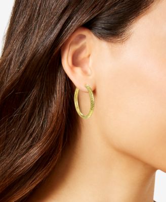 Diamond Cut Hoop Earrings in 10k Yellow Gold