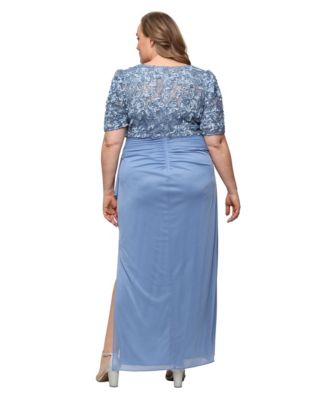 Plus Size Soutache Embellished Short-Sleeve Gown