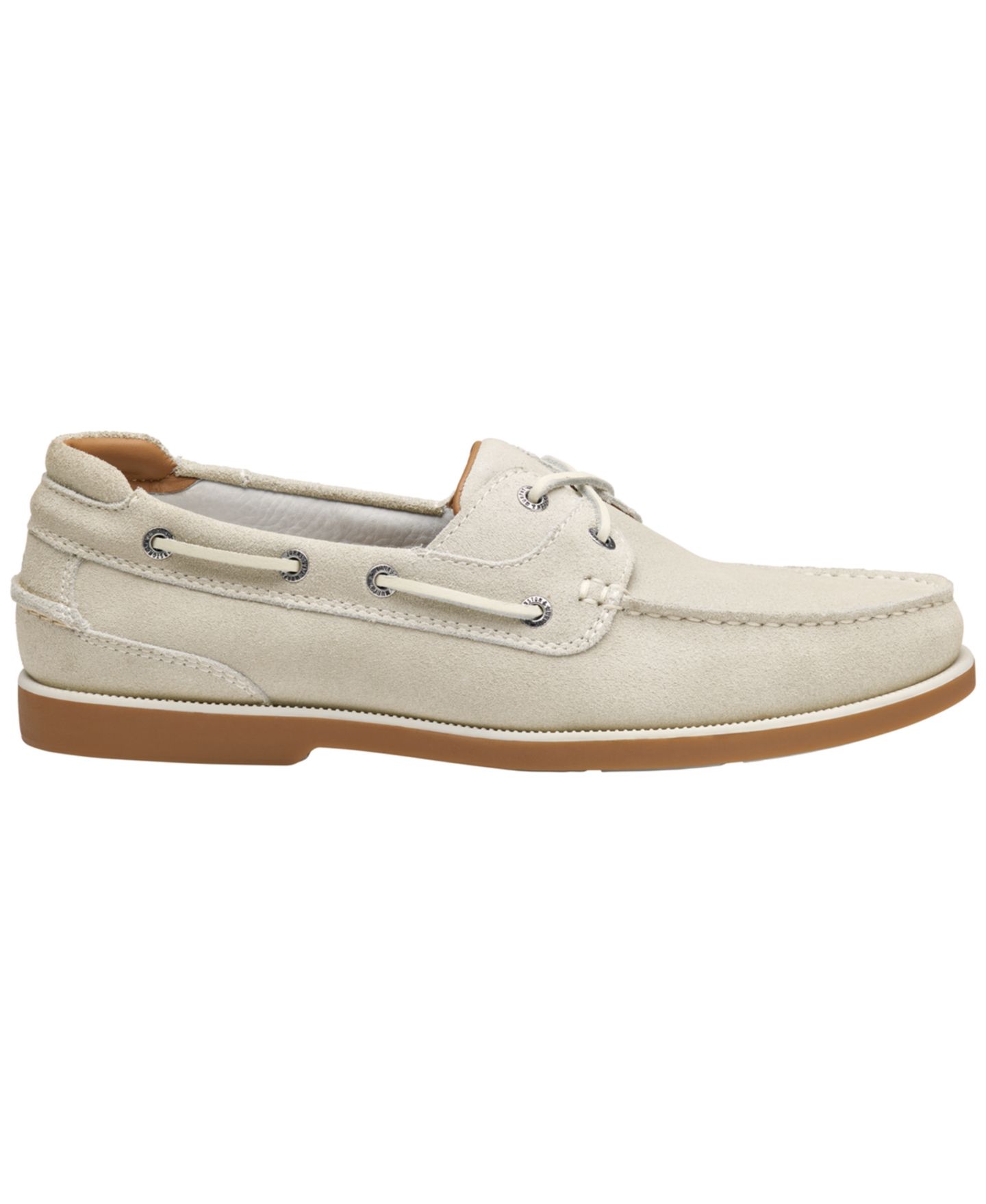 Обувь Johnston & Murphy Men's Ventura Two-Eye Round Toe Boat Shoes, цвет: Молочный белый замшевый — фото 2
