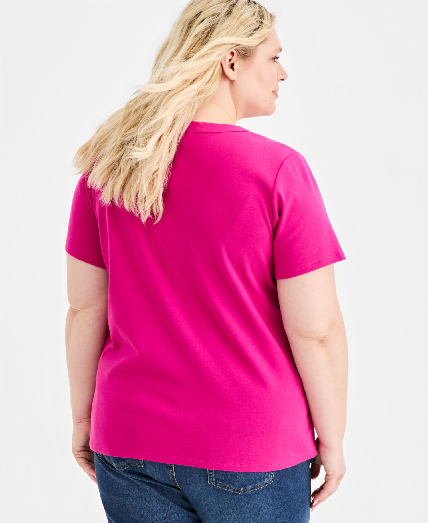 Plus Size Short-Sleeve Split-Neck Top